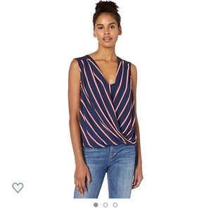 BCBGMAXAZRIA Women's Valet Stripe Faux Wrap Top